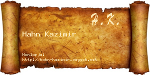 Hahn Kazimir névjegykártya